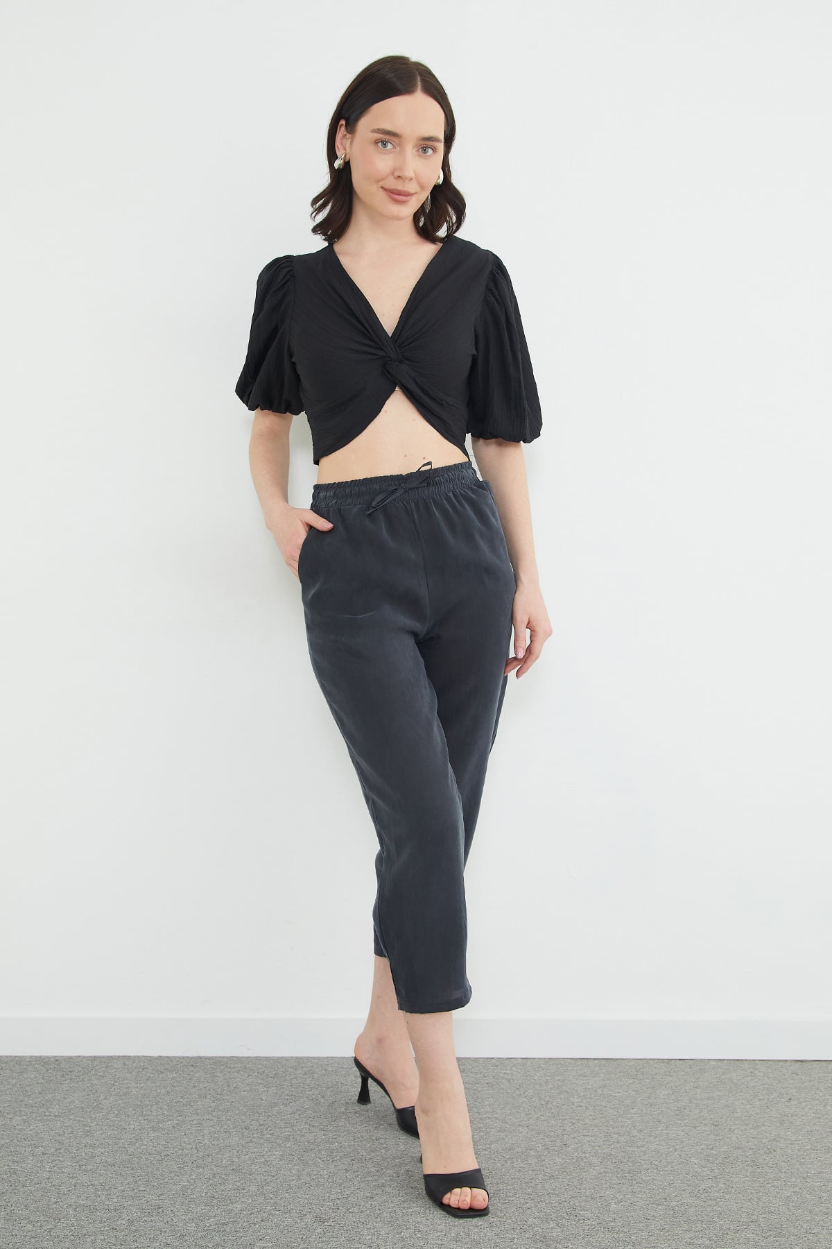 Beli Lastikli Cepli Tencel Kumaş Pantolon 5