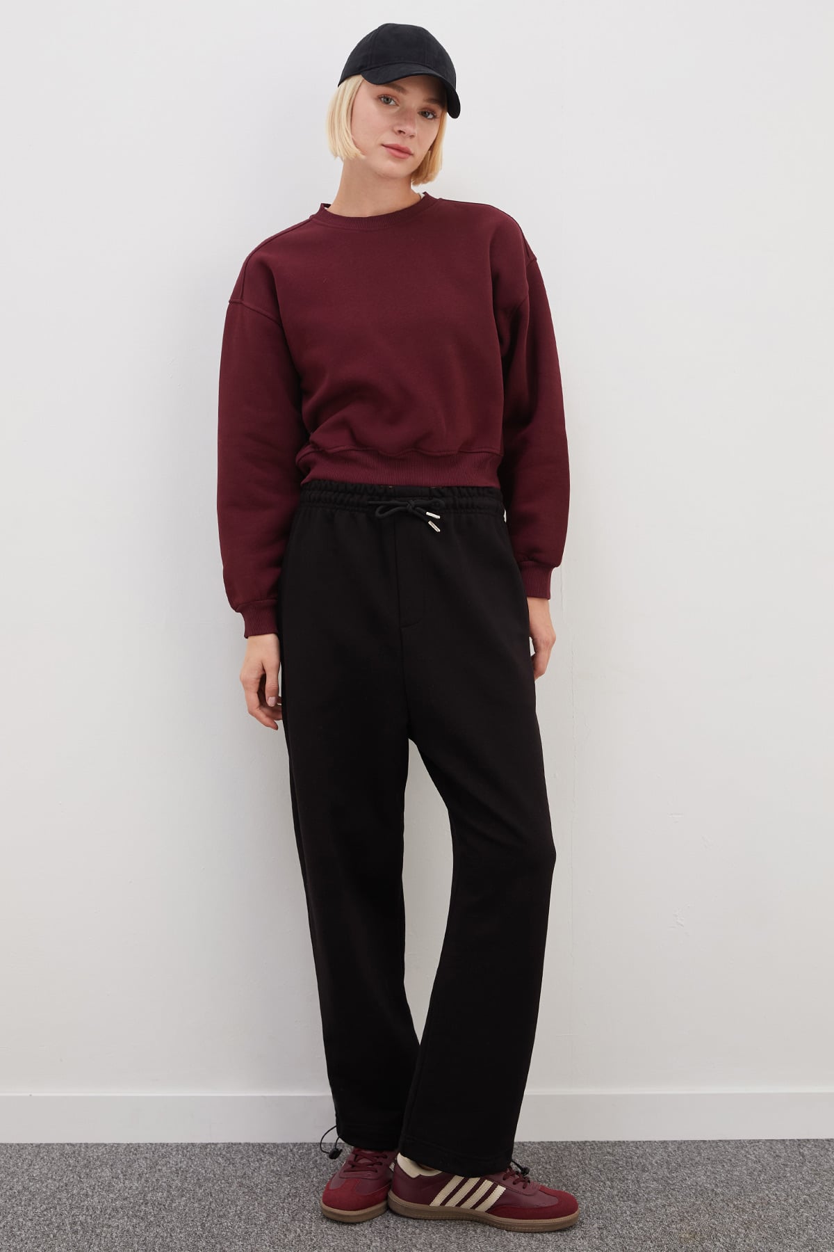 3 İplik Basic Ribanalı Crop Sweatshirt 2