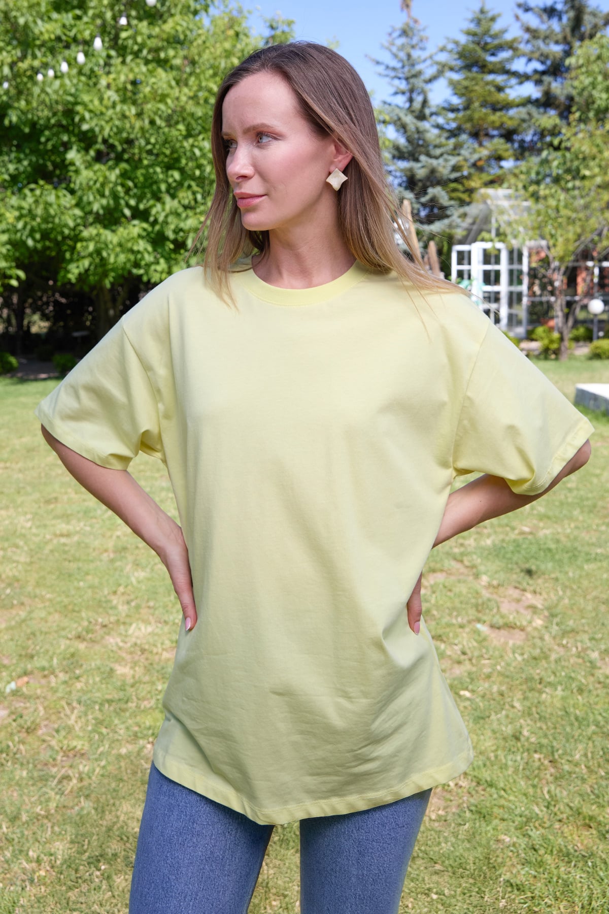 Basic Oversize Bisiklet Yaka Tişört 2