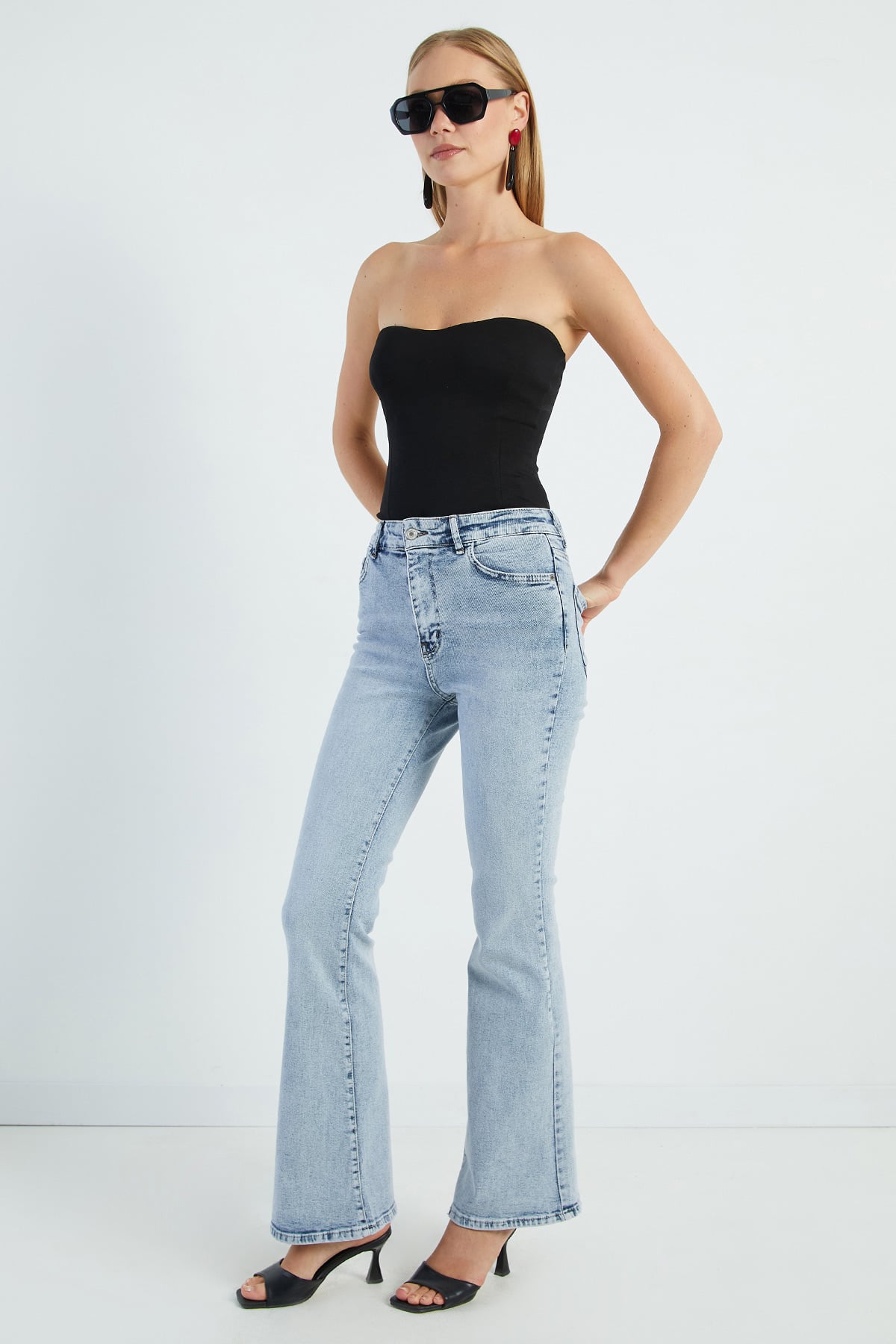Yüksek Bel Flare Jean 5