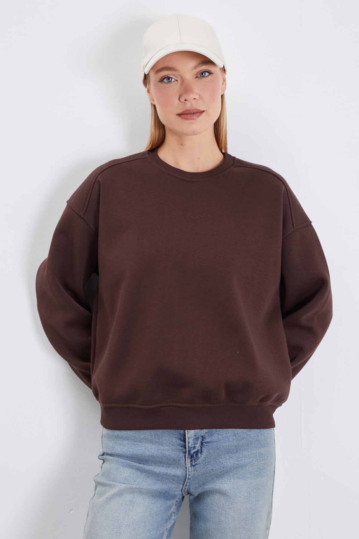 3 İplik Basic Bisiklet Yaka Oversize Sweatshirt 2