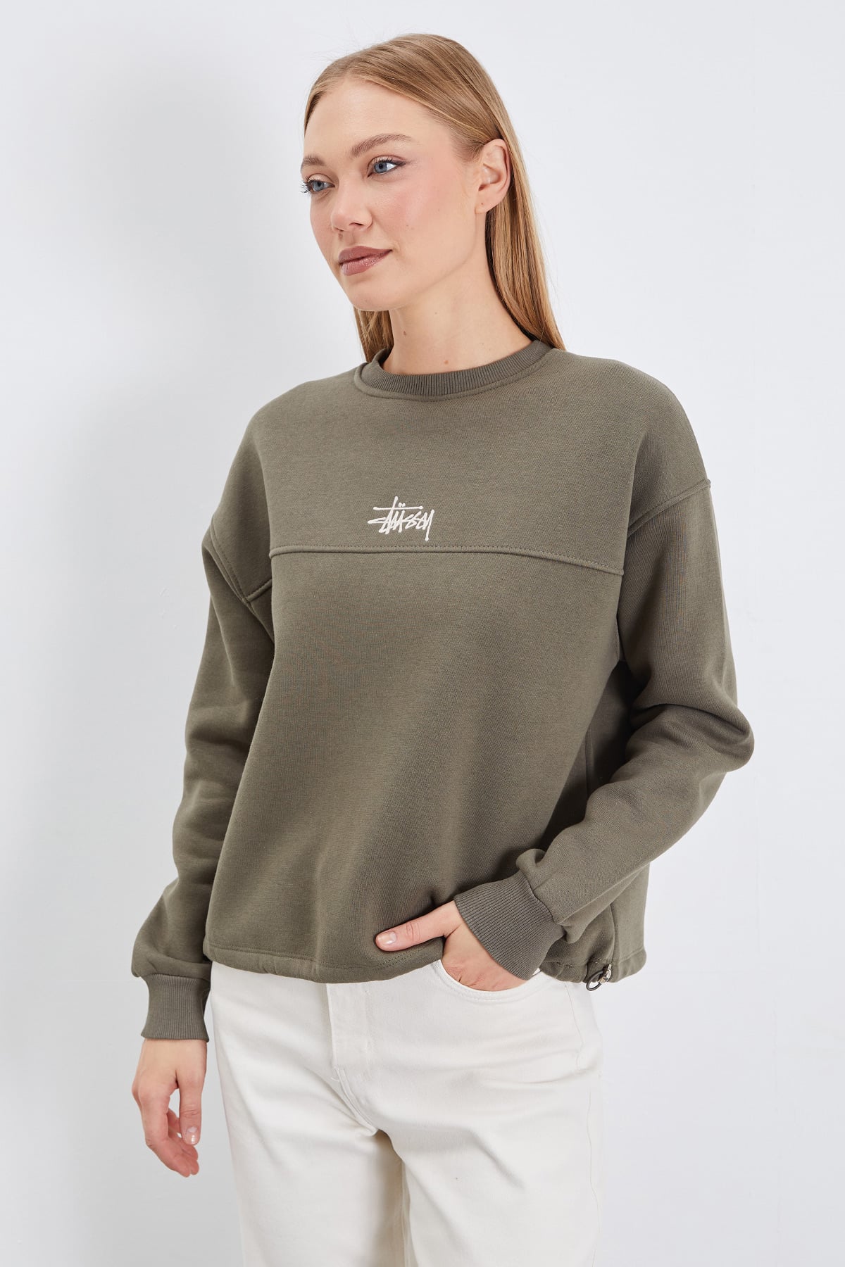 3 İplik İmza Nakışlı Stoperli Oversize Sweatshirt 3