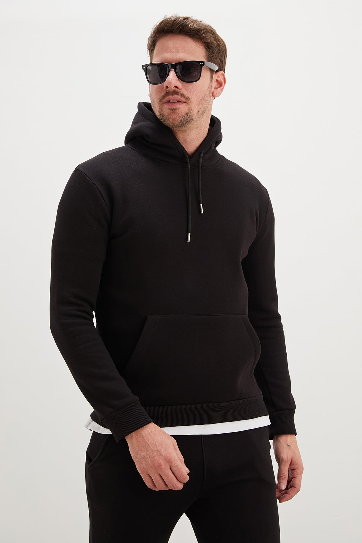 3 İplik Basic Kapüşonlu Kanguru Cepli Sweatshirt