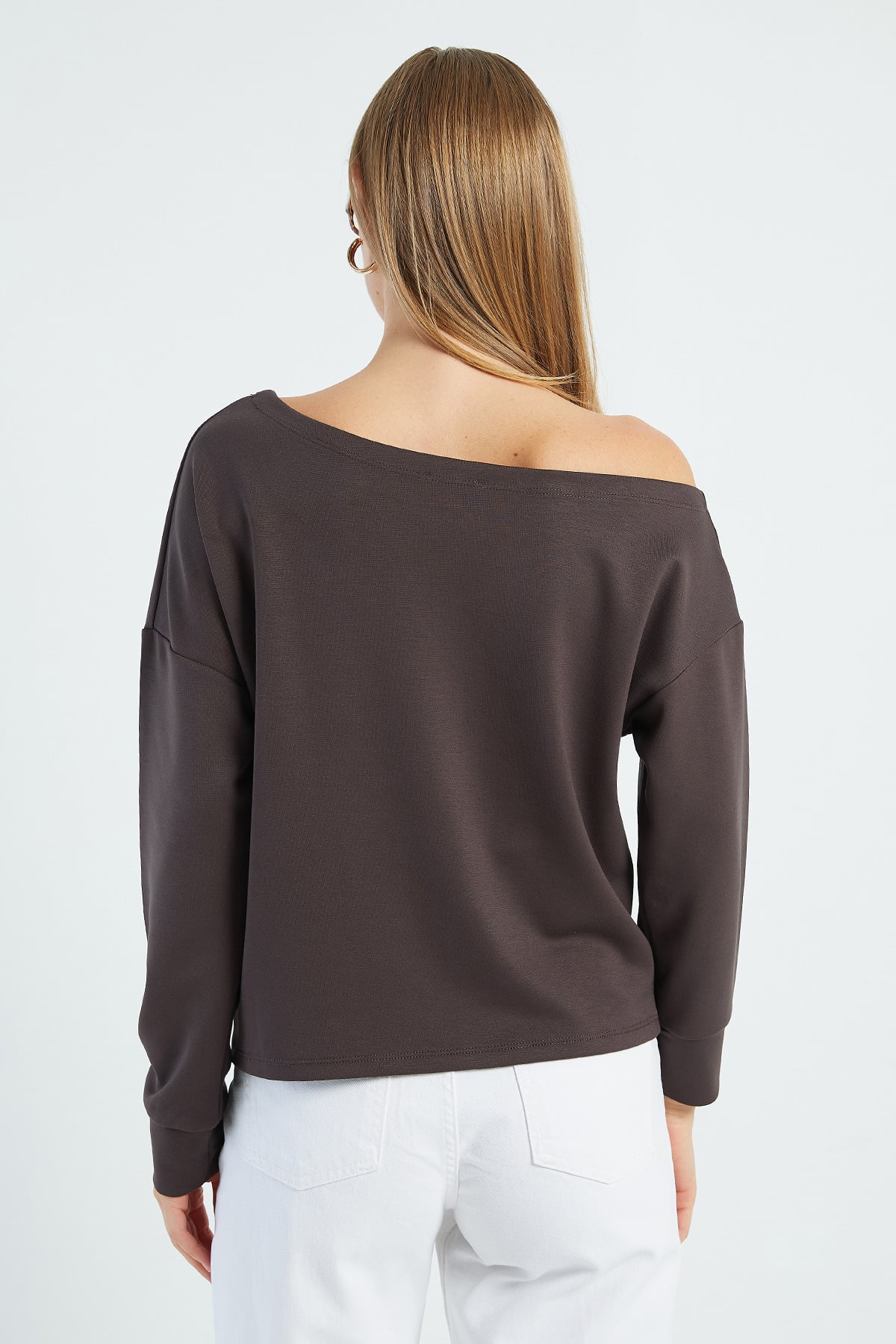 Basic Kayık Yaka Modal Sweatshirt 7