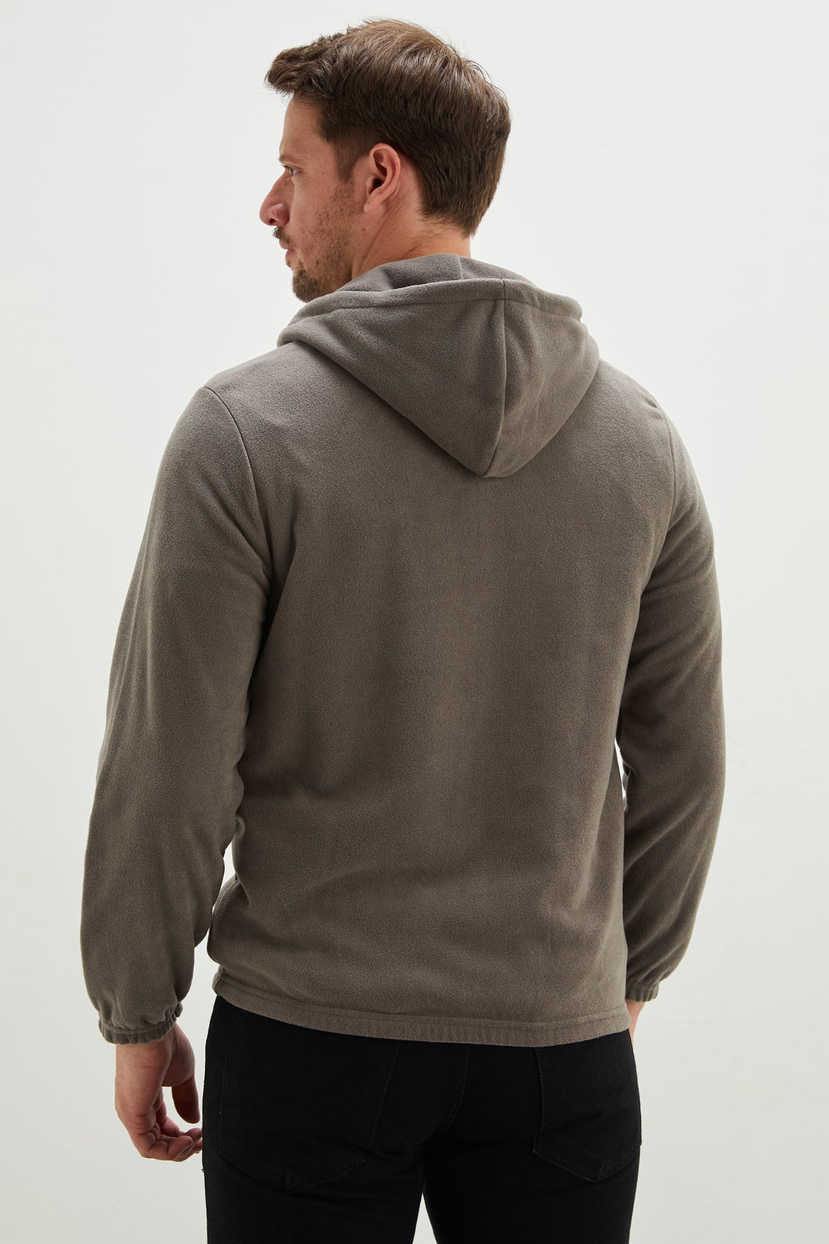 Yarım Fermuarlı Kapüşonlu Polar Sweatshirt 8