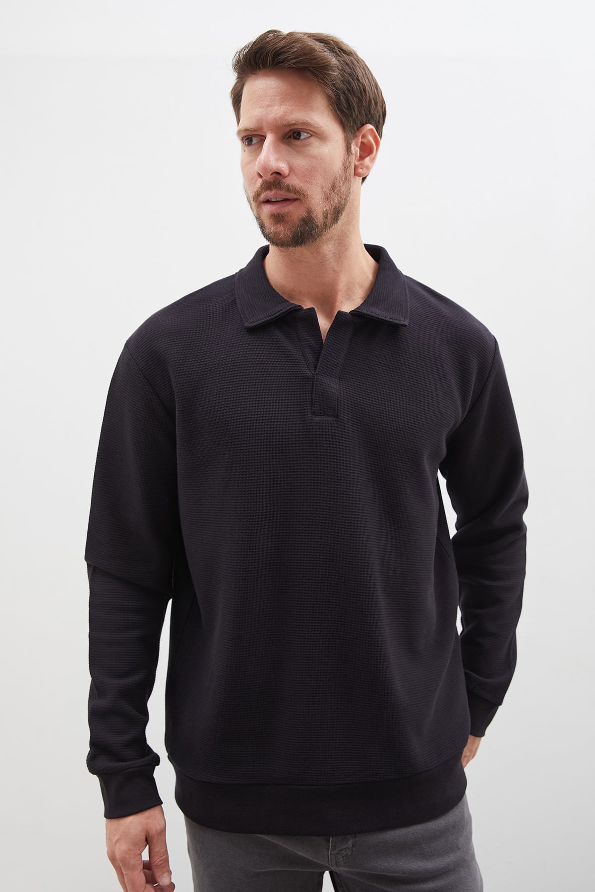 Petek Kumaş Apaş Yaka Regular Sweatshirt 2