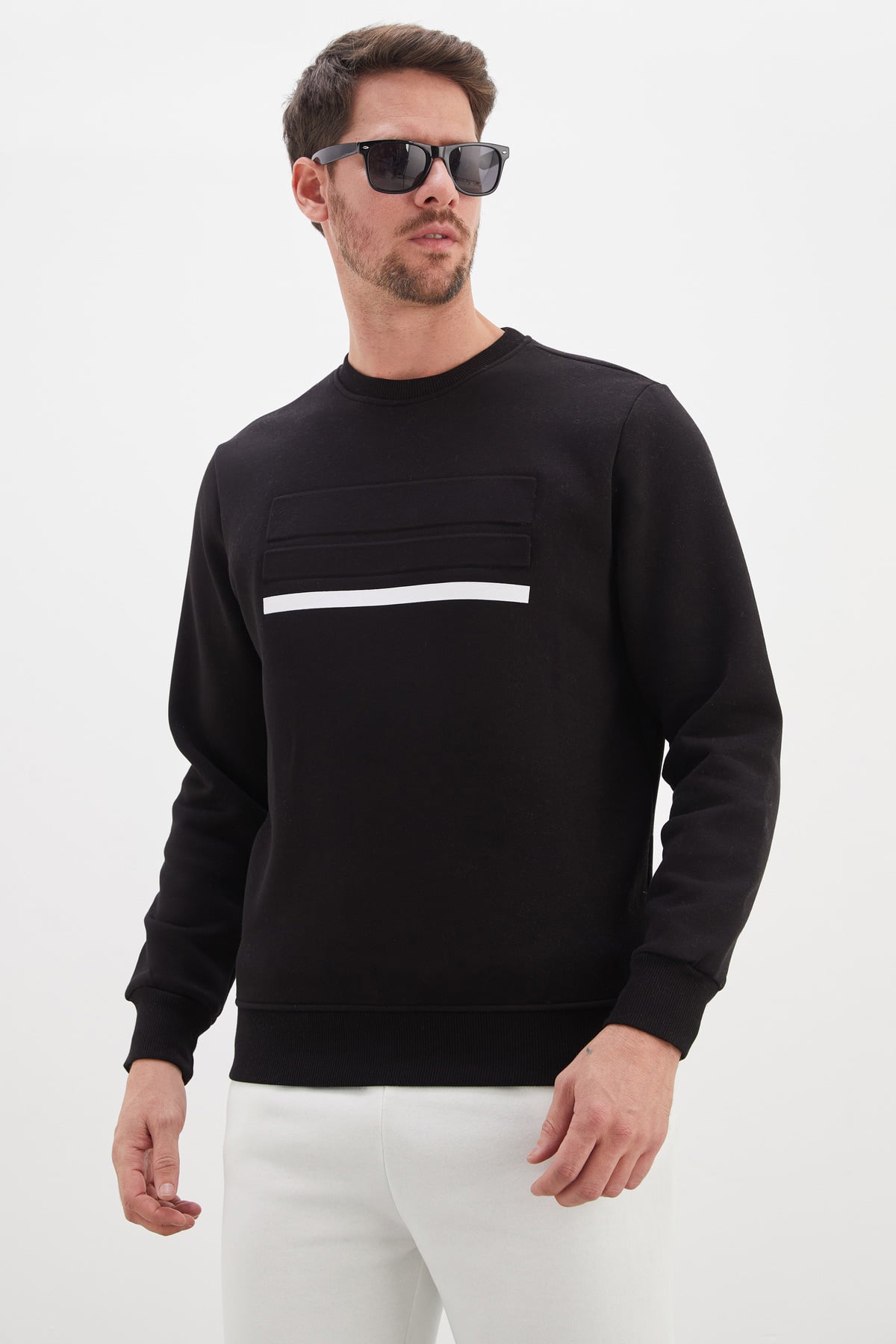 3 İplik Baskılı Bisiklet Yaka Sweatshirt 6