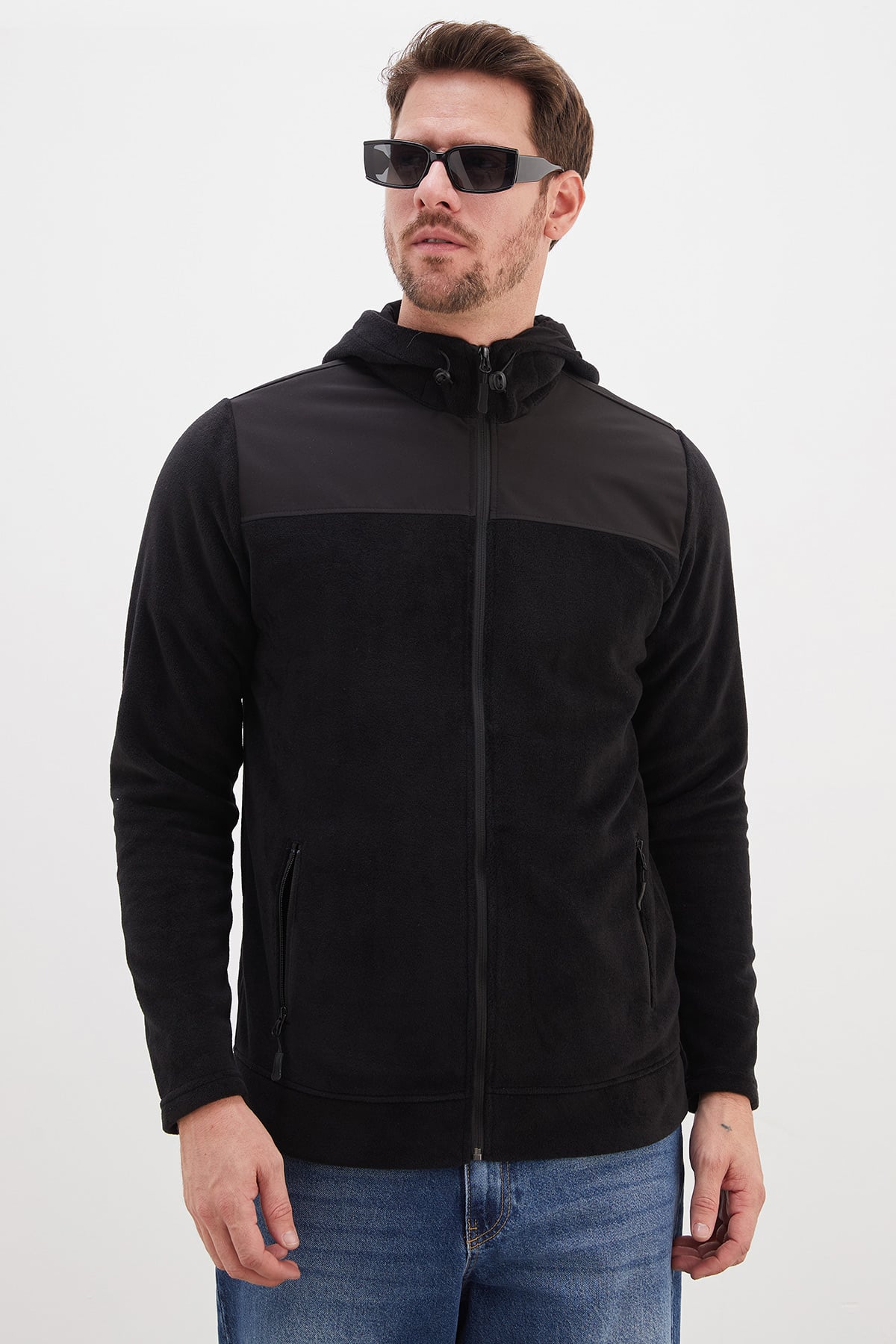 Fermuarlı Kapüşonlu Polar Sweatshirt 6