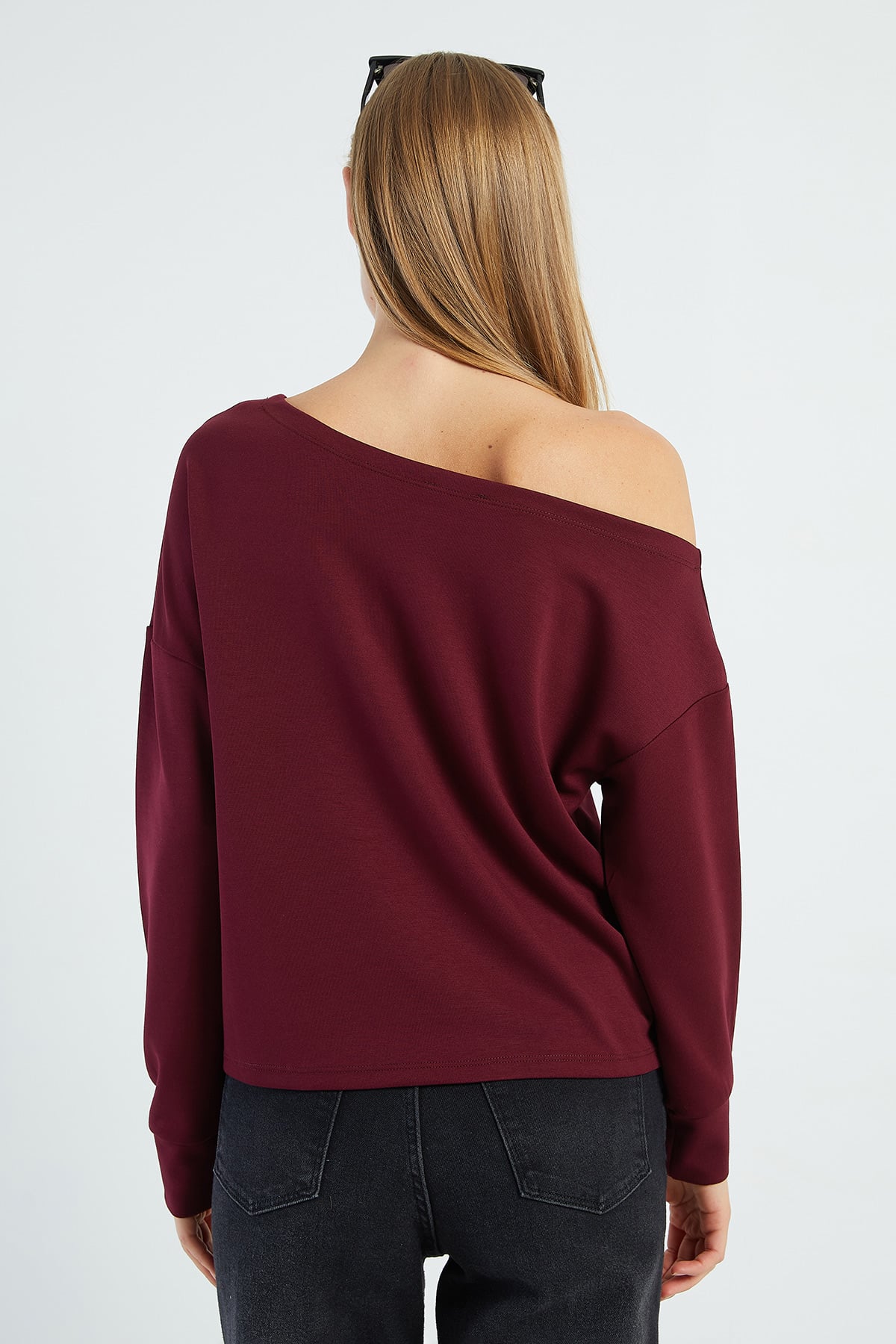 Basic Kayık Yaka Modal Sweatshirt 6
