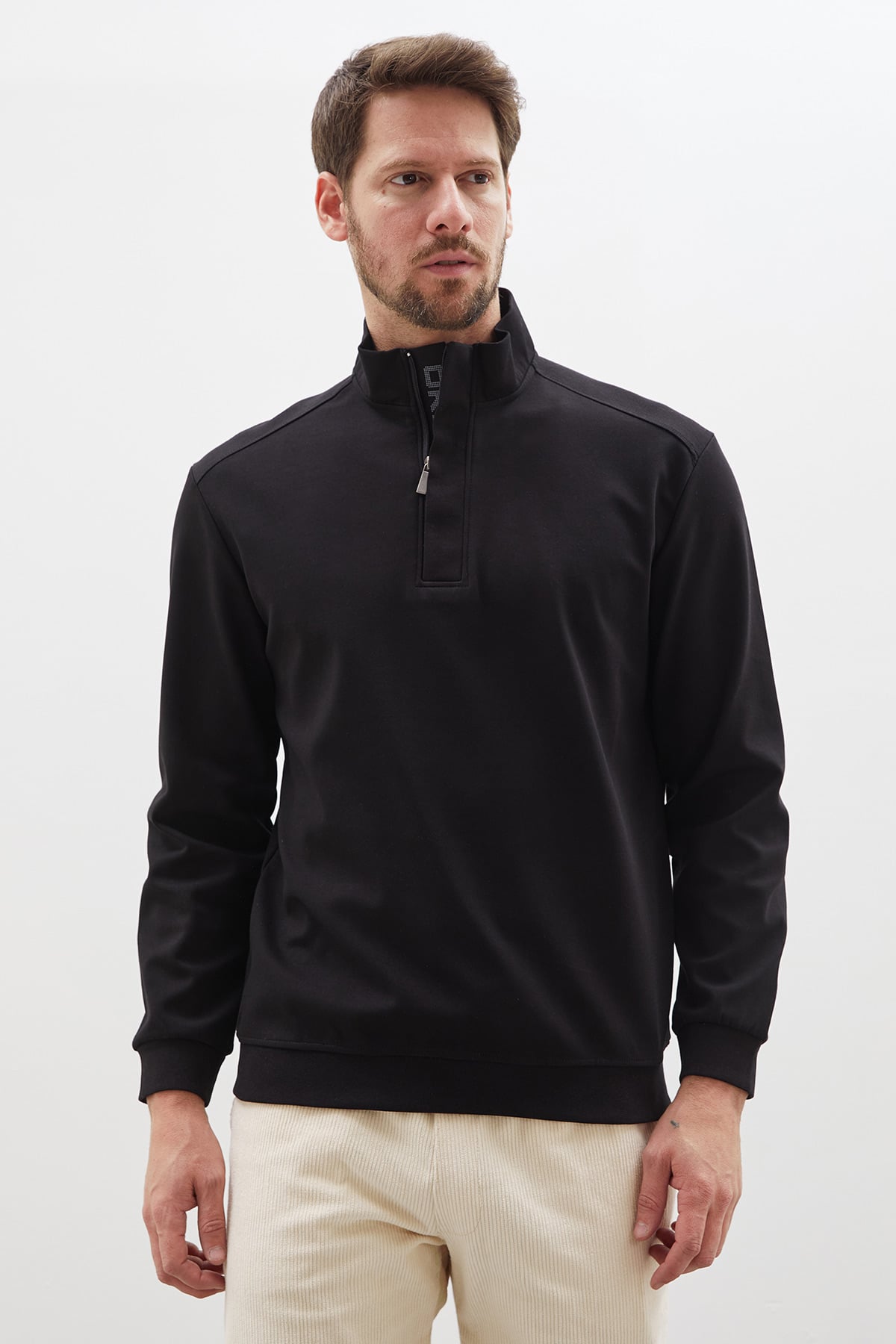 Original Baskılı Yarım Fermuarlı Dik Yaka Sweatshirt 5