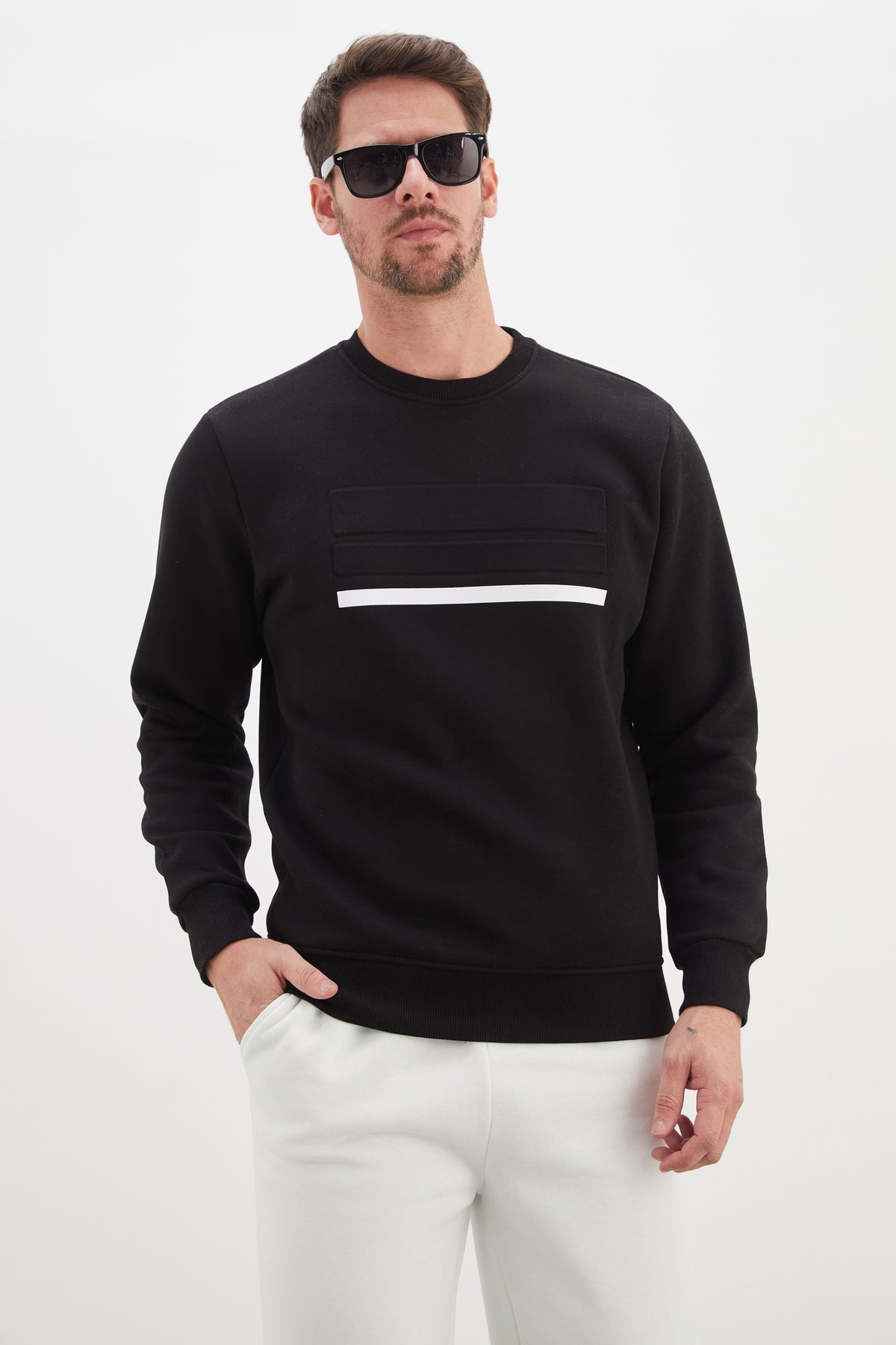 3 İplik Baskılı Bisiklet Yaka Sweatshirt 5