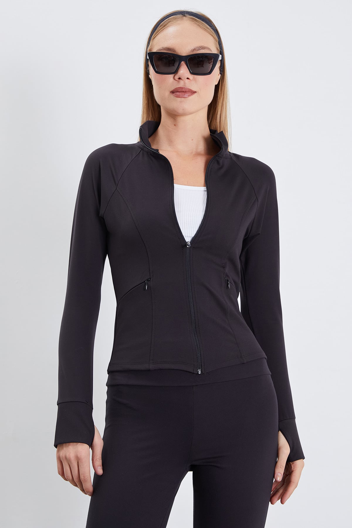 Parmak Geçirmeli Dalgıç Kumaş Slim Fit Ceket