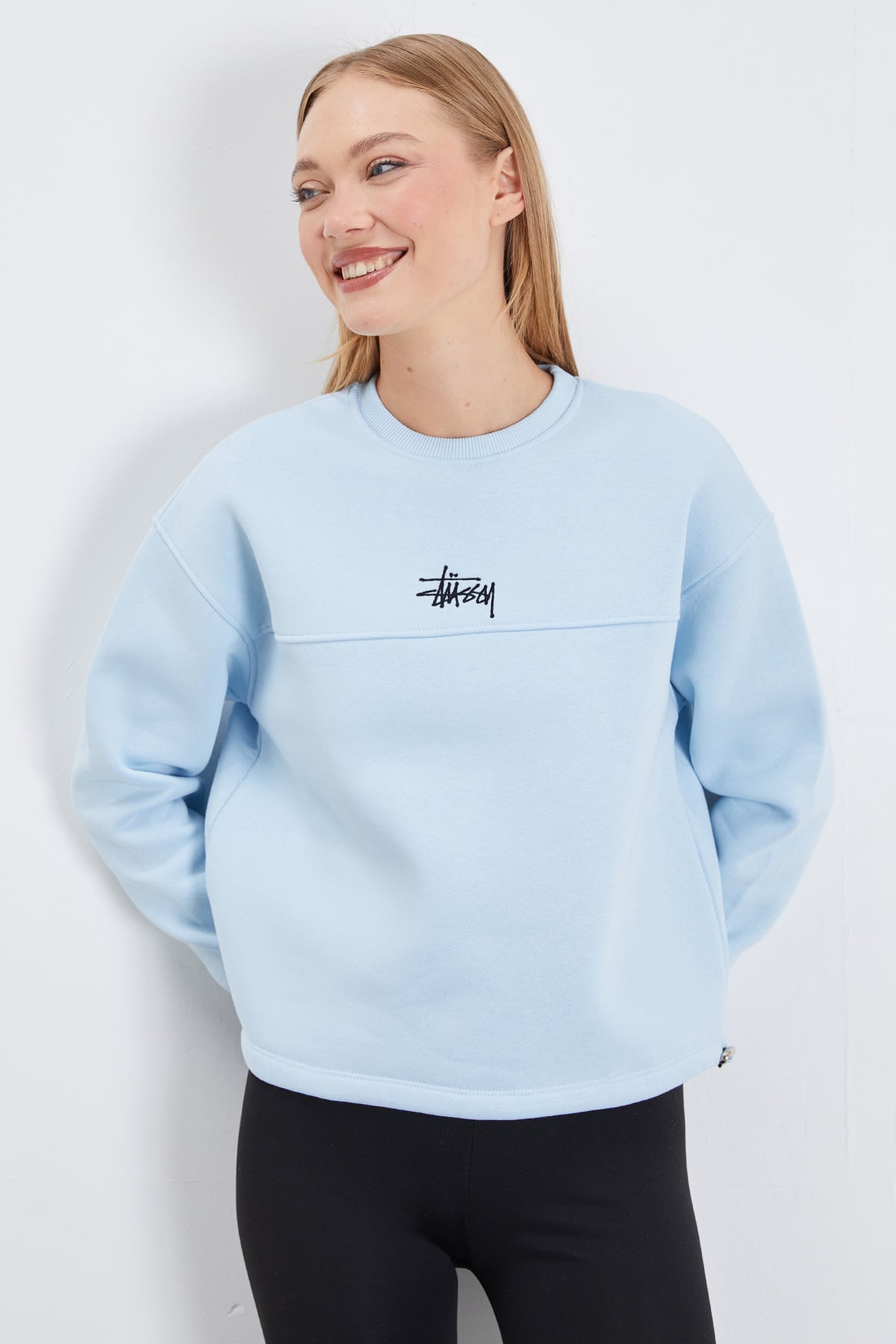 3 İplik İmza Nakışlı Stoperli Oversize Sweatshirt 3