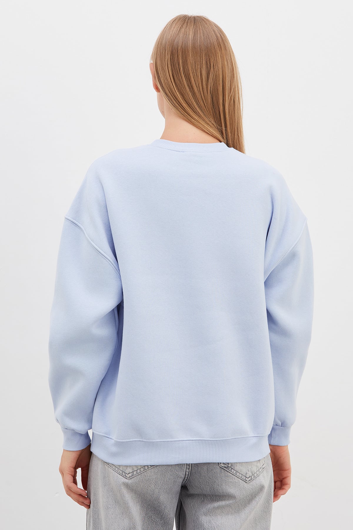 3 İplik Basic Bisiklet Yaka Oversize Sweatshirt 8