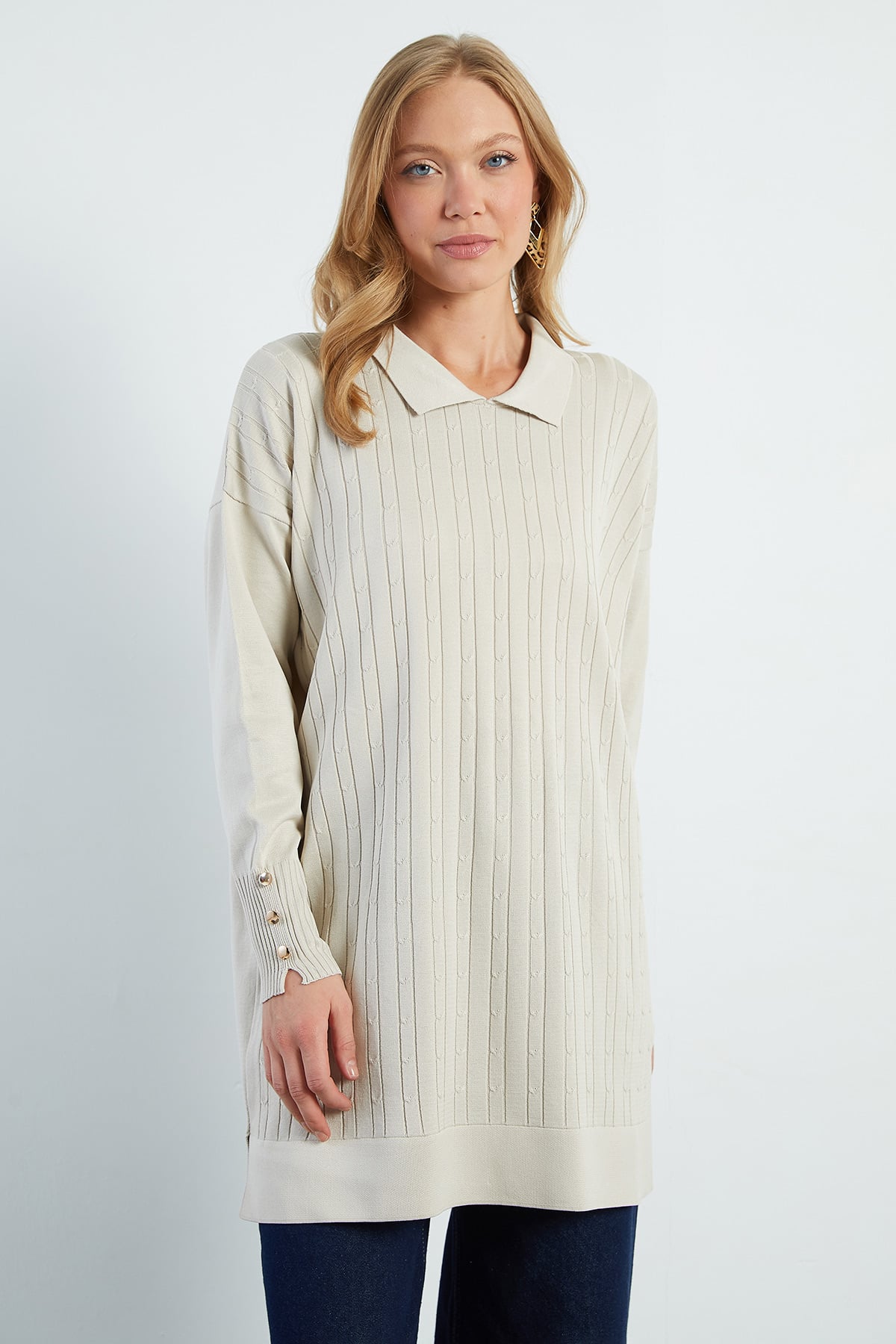 Fullamodest Jakarlı Polo Yaka Tunik 5