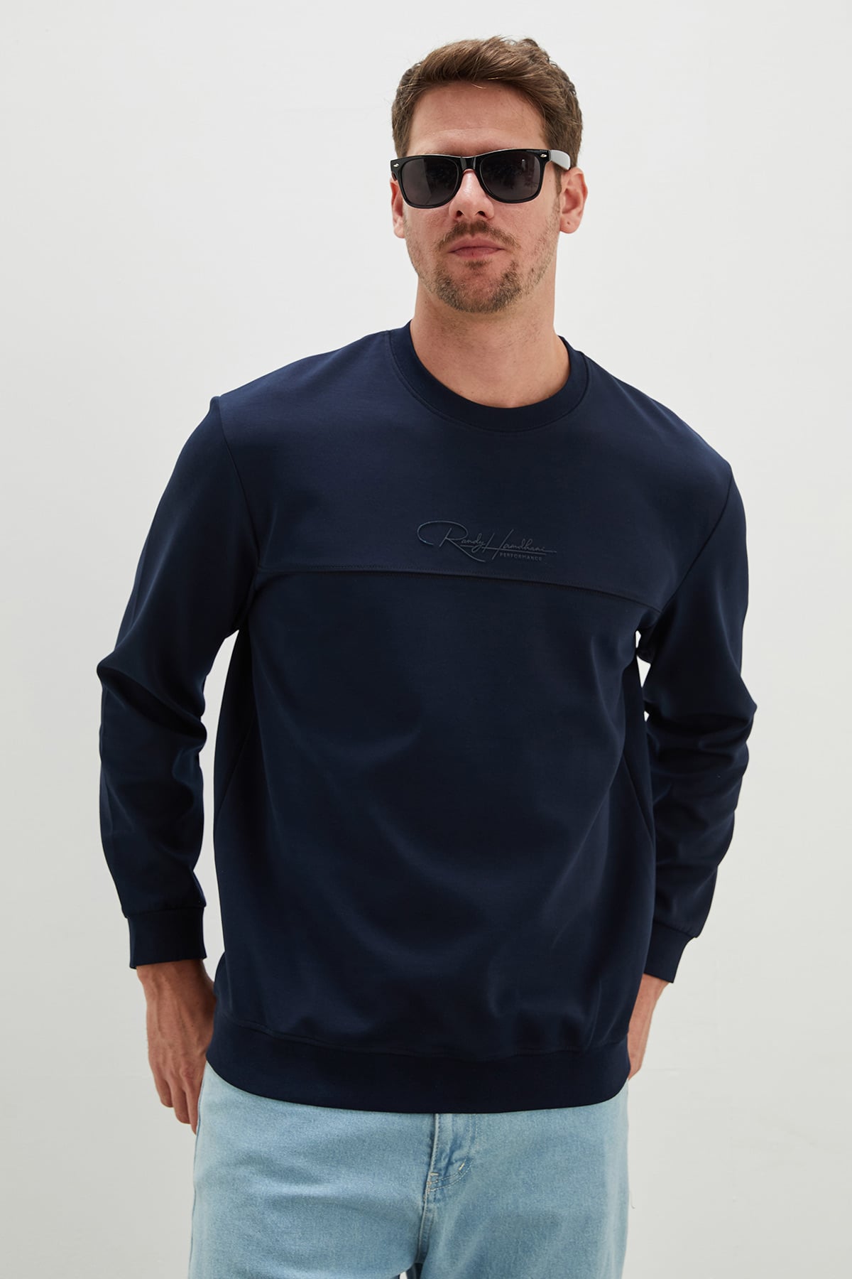 Kabartma Baskılı Çimalı Bisiklet Yaka Sweatshirt 7