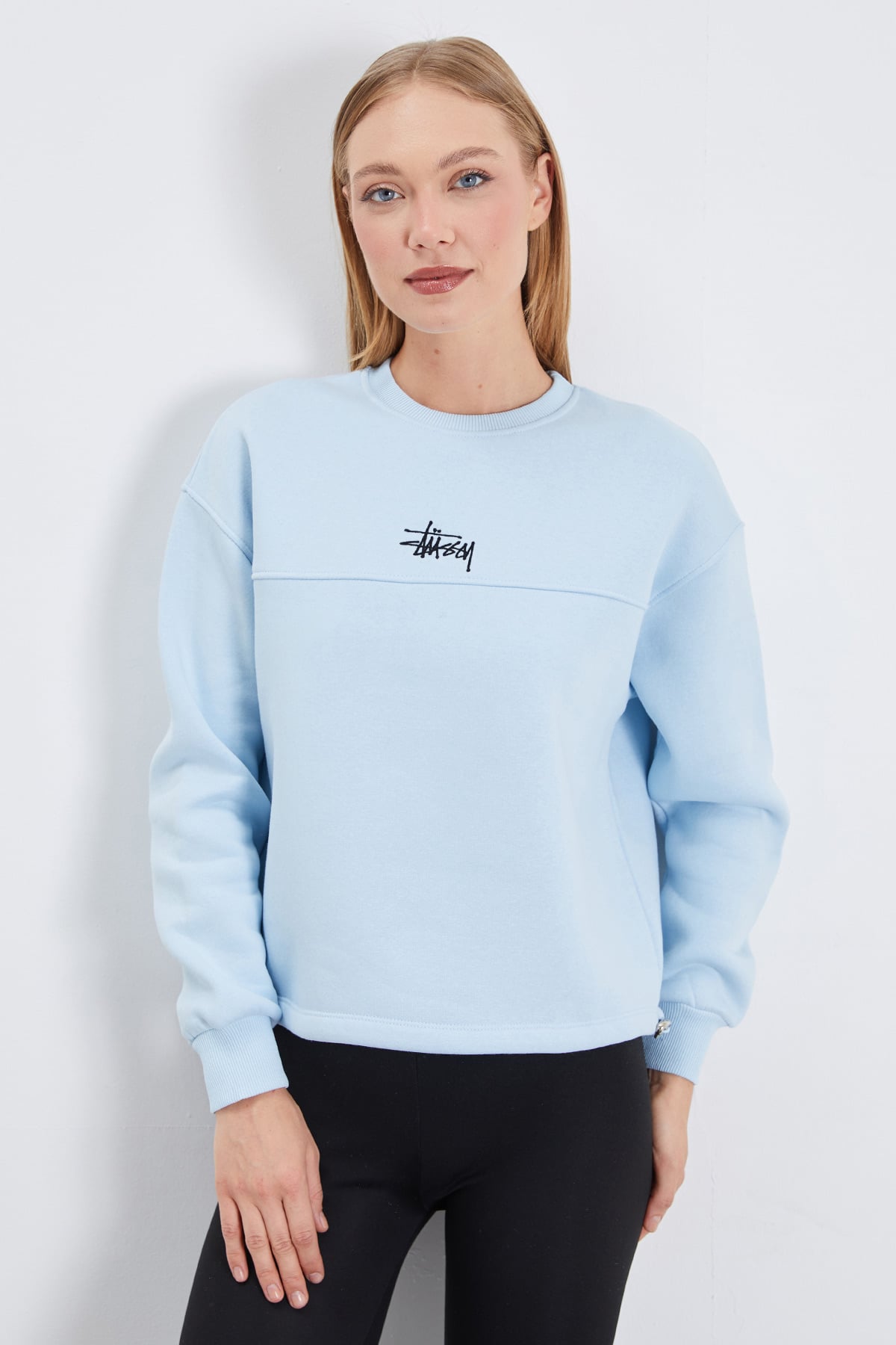 3 İplik İmza Nakışlı Stoperli Oversize Sweatshirt