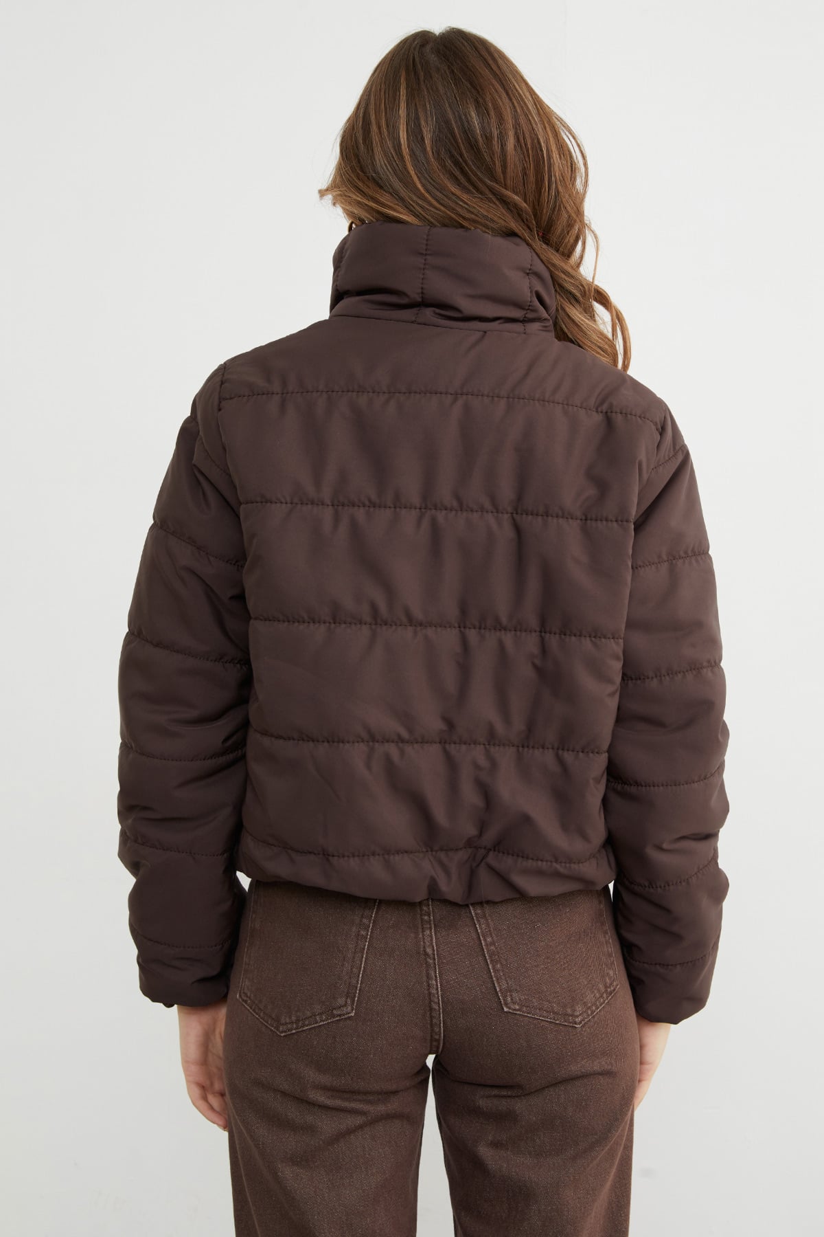 Beli Lastikli Crop Şişme Mont 8