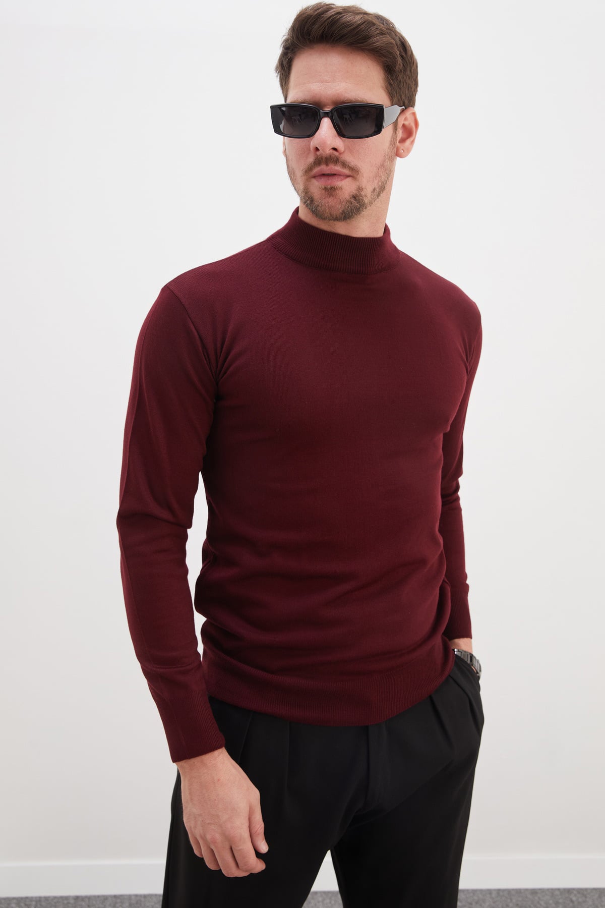 Basic Dik Yaka Regular Fit Triko Kazak 4