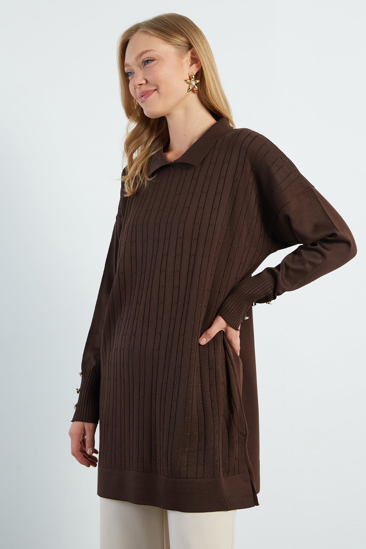 Fullamodest Jakarlı Polo Yaka Tunik 4