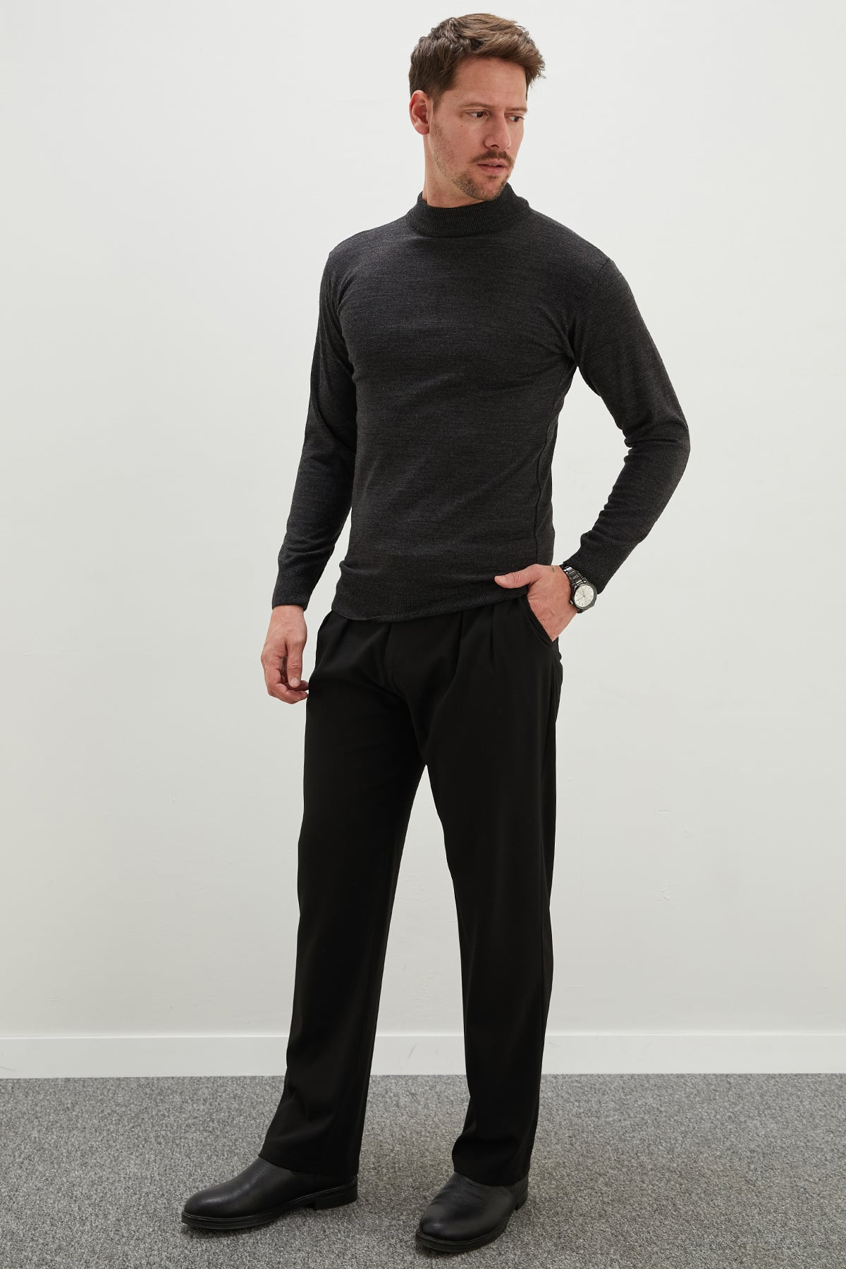 Basic Dik Yaka Regular Fit Triko Kazak 3