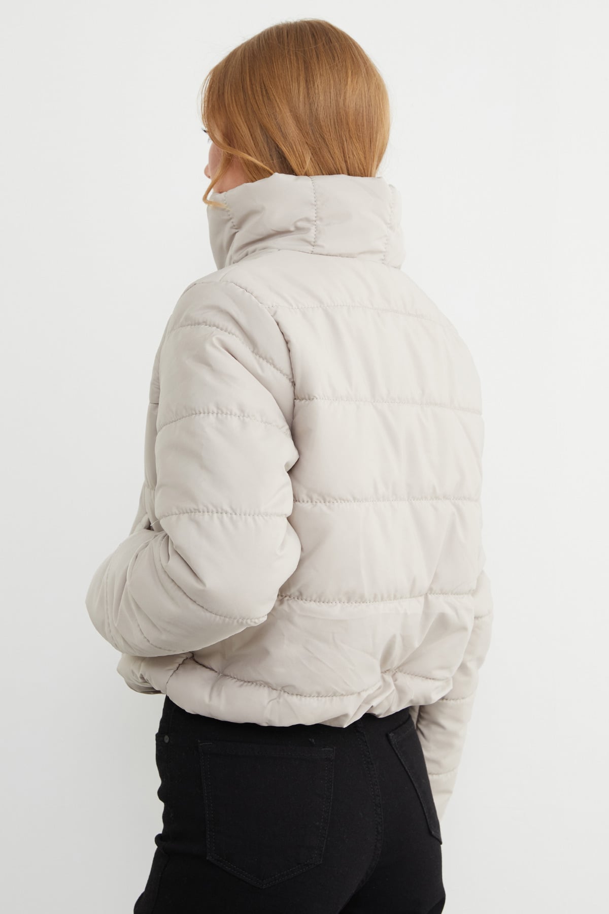 Beli Lastikli Crop Şişme Mont 8
