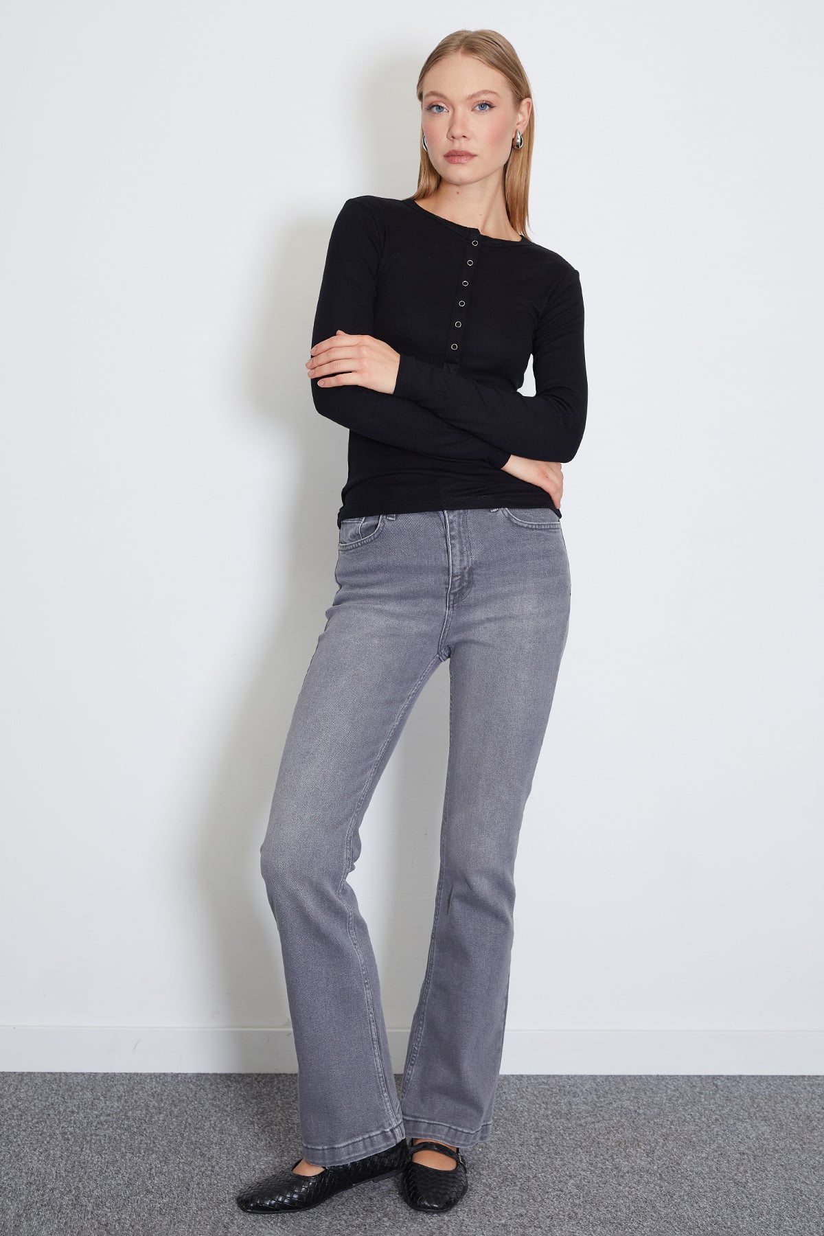 Yarım Çıtçıtlı Slim Fit Bluz 3