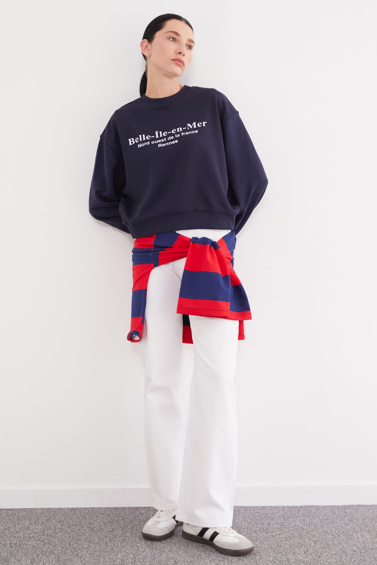 Erkek Siyah Oversize 3 İplik Şardonlu Yazı Baskılı Sweatshirt 2