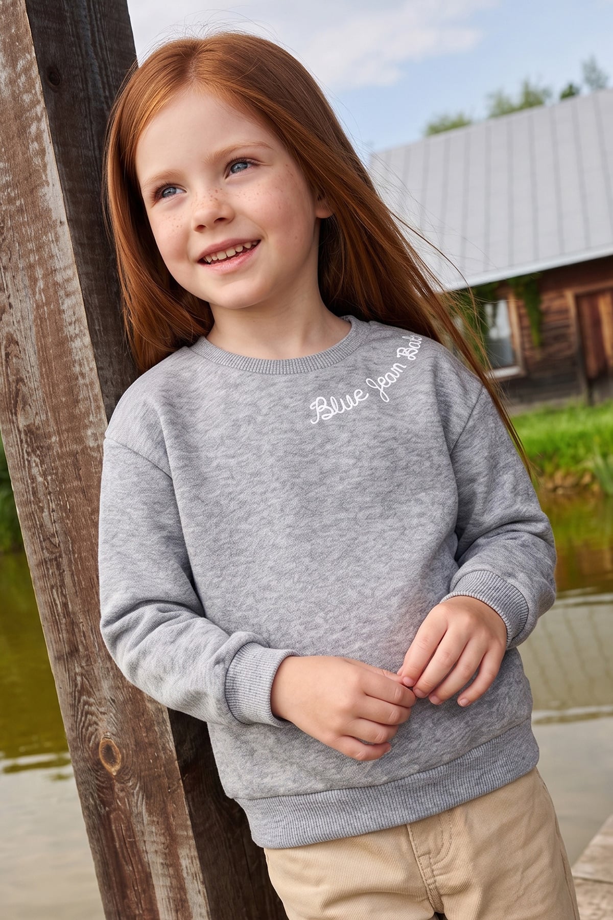 3 İ̇plik Yazı Nakışlı Unisex Çocuk Sweatshirt