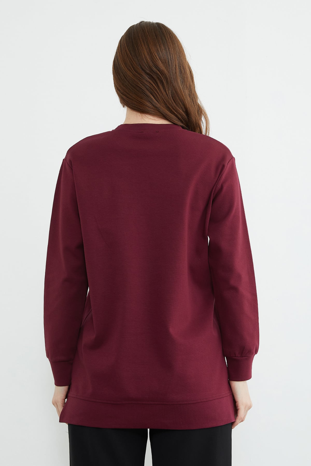 Fullamodest Kelebek Nakışlı Taşlı Bisiklet Yaka Tunik 8