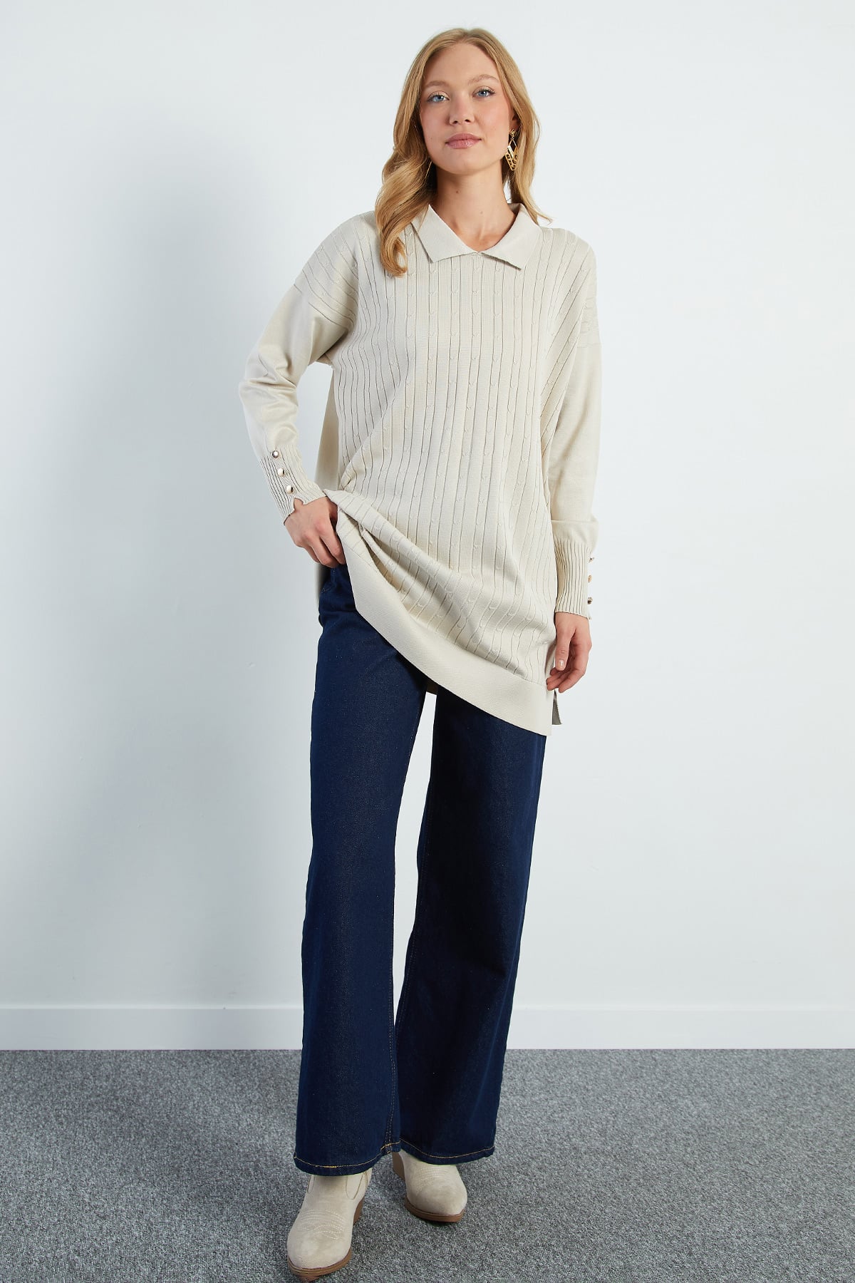 Fullamodest Jakarlı Polo Yaka Tunik 2