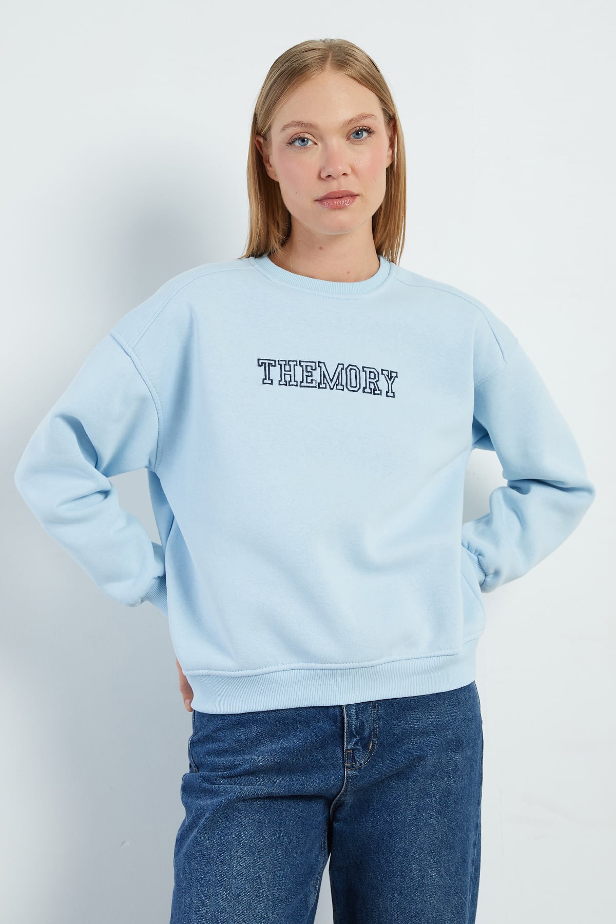 3 İplik TheMory Nakışlı Oversize Sweatshirt