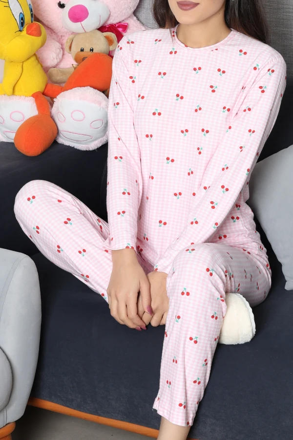 Süet Alt Üst Aynı Pijama Takımı Pembekiraz