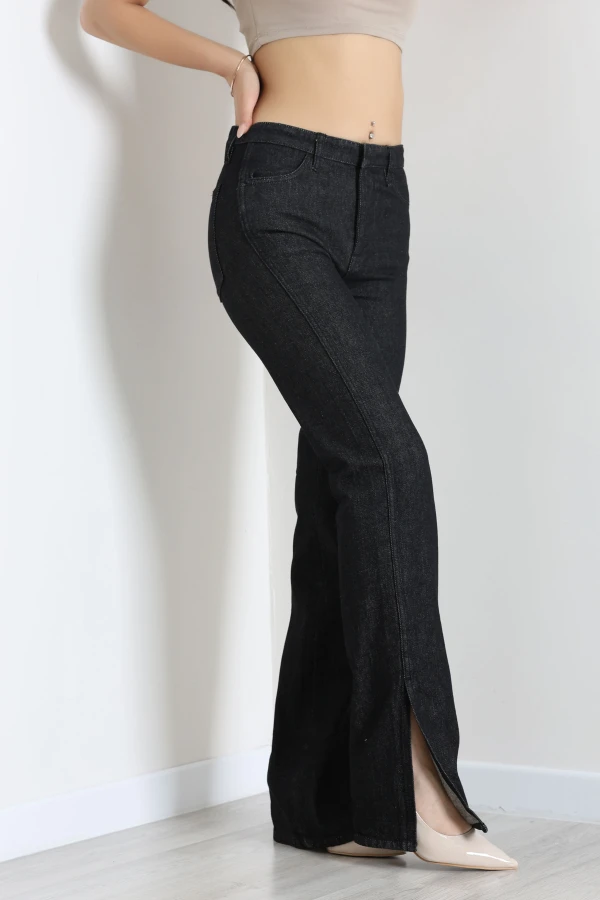 Paça Yırtmaçlı Straight Kot Pantolon Antrasit 2