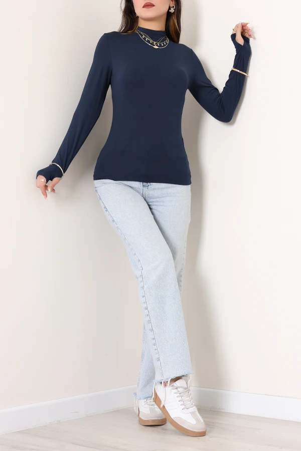 Kadın Lacivert Parmak Geçmeli Basic Body 4