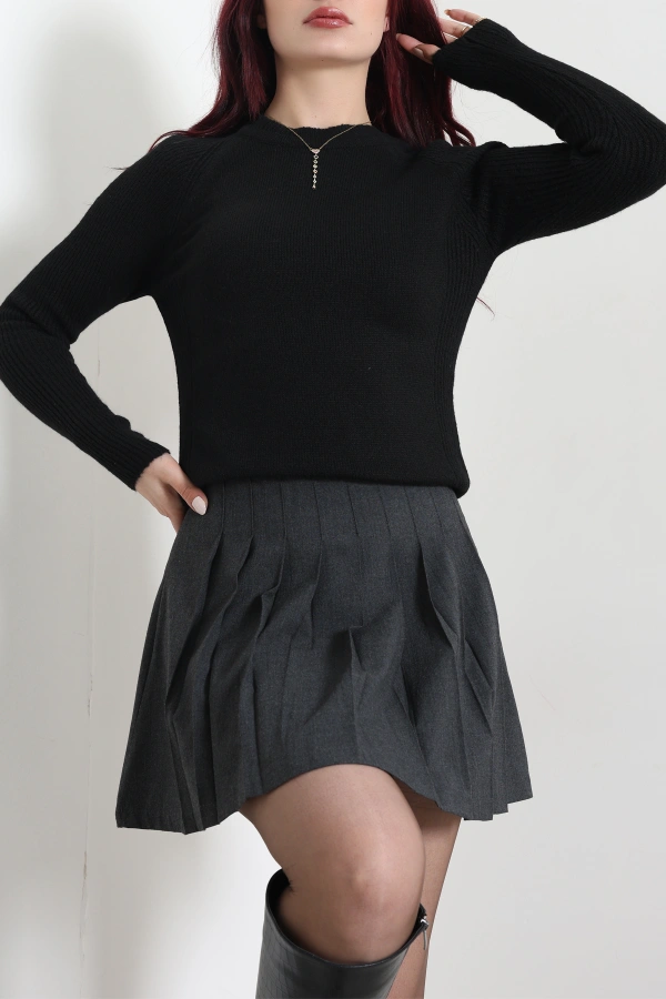 Bisiklet Yaka Yumoş Body Siyah