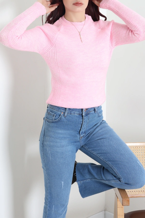 Bisiklet Yaka Yumoş Body Pembe 6