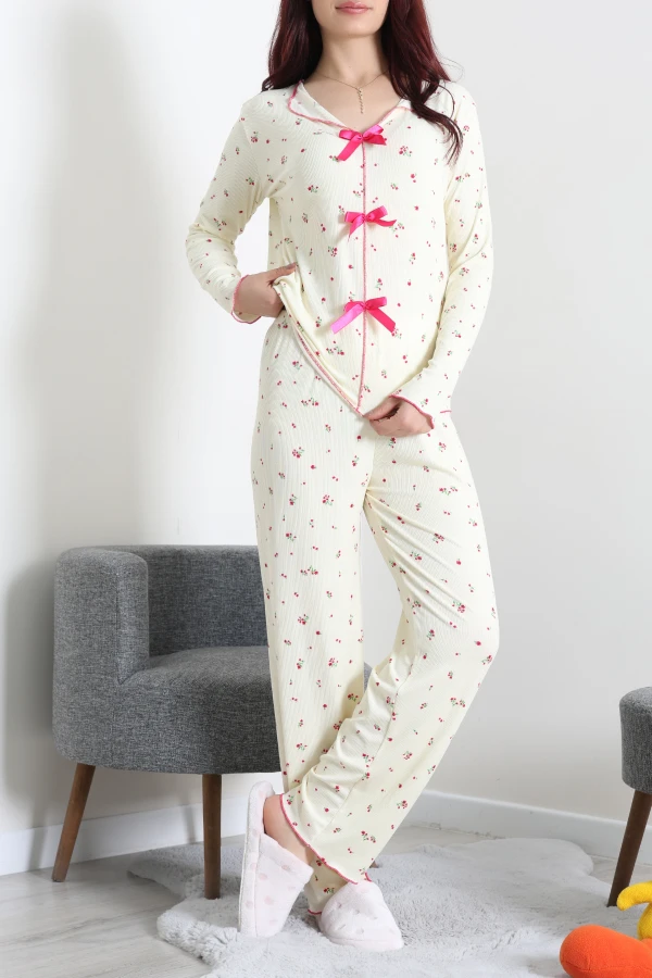 Kaşkorse Pijama Takımı Sarıçiçekli 2