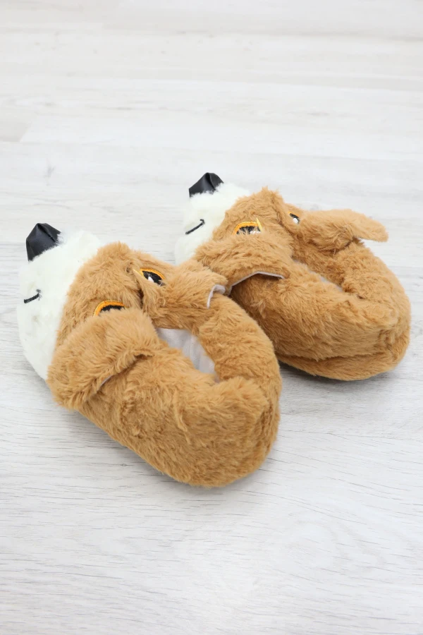 Çocuk Camel Ev Panduf Sıcak Kaymaz Peluş Taban 8