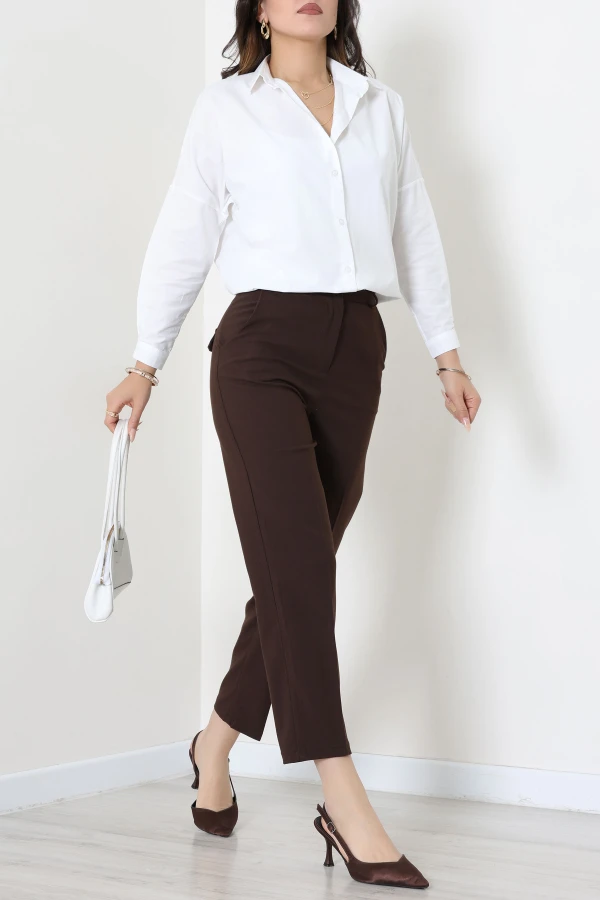 Oversize Poplin Gömlek Kırıkbeyaz 4