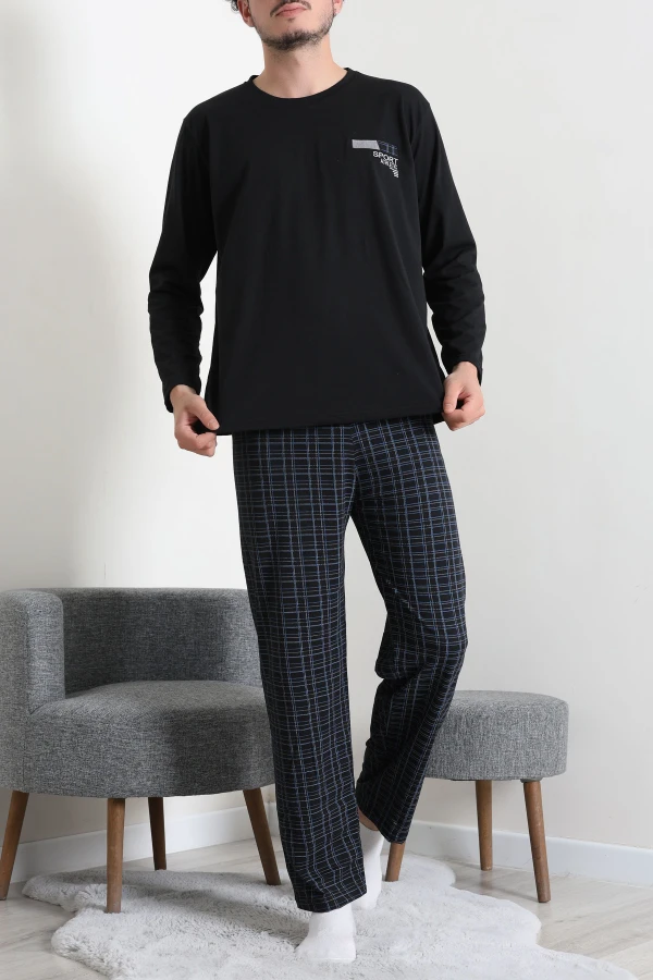 Süprem Ekose Erkek Pijama Takımı Siyah 2