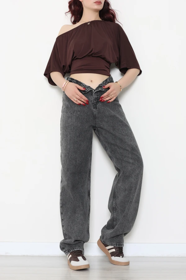 Tokalı Baggy Kot Pantolon Açıkfüme 2
