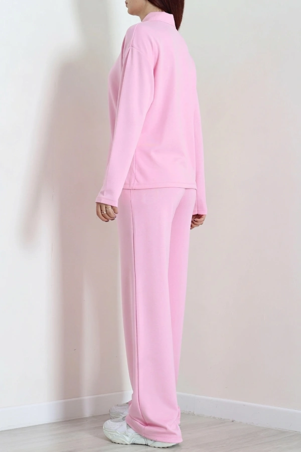 Kadın Pembe Modal Polo Yaka Yarım Fermuar Takım 7