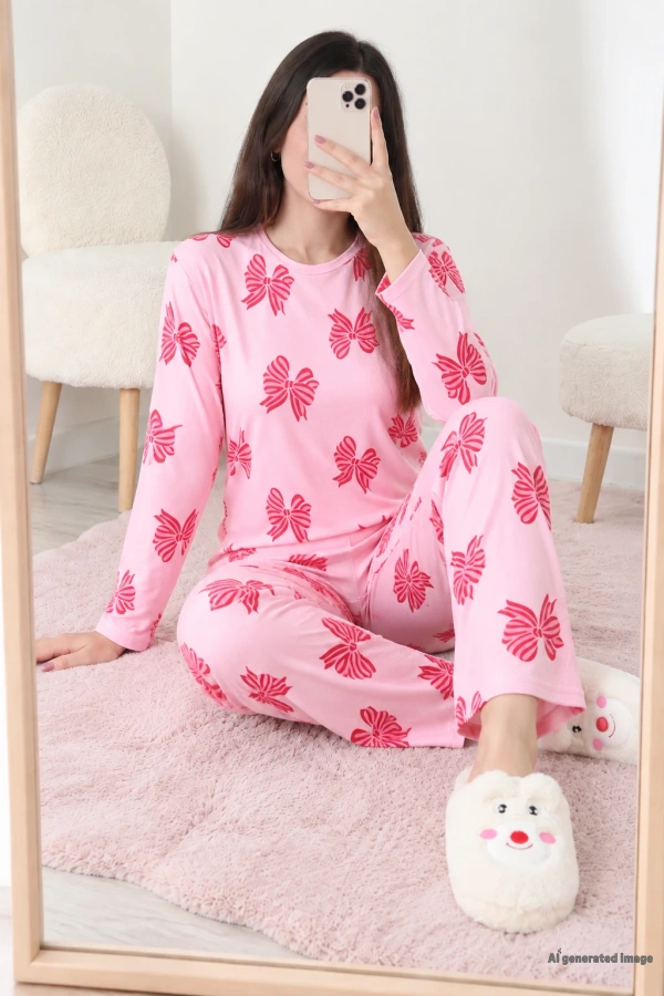 Süet Alt Üst Aynı Pijama Takımı Pembe
