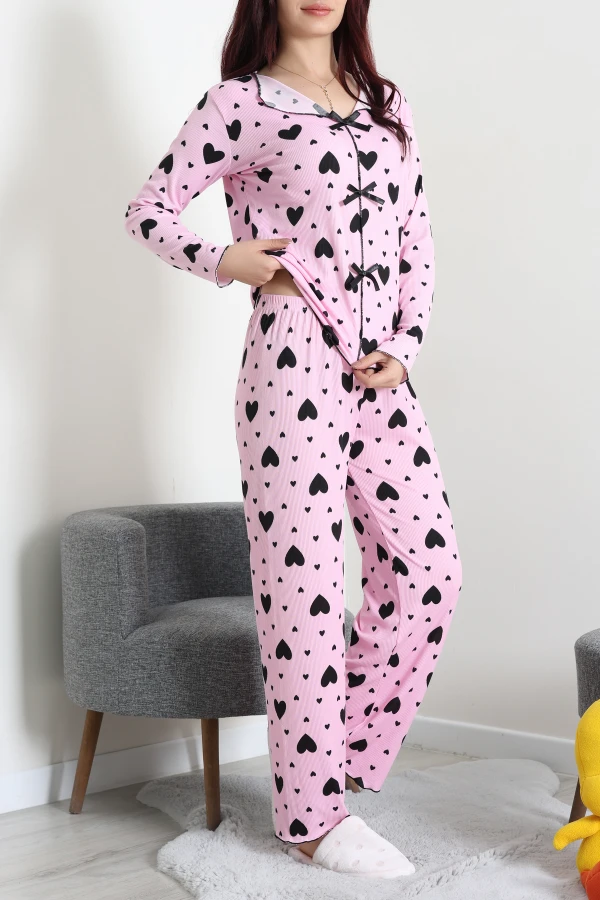 Kaşkorse Pijama Takımı Pembedesenli 3