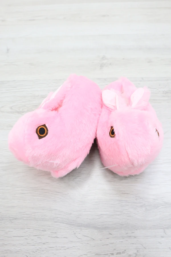 Çocuk Pembe Ev Panduf Sıcak Kaymaz Peluş Kışlık Terlik 6