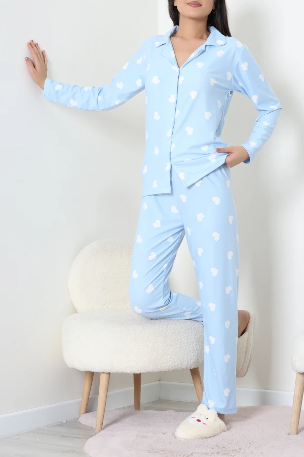 Süet Düğmeli Pijama Takımı Bebemavi 6
