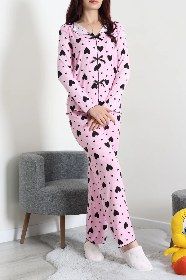 Kaşkorse Pijama Takımı Pembedesenli 4
