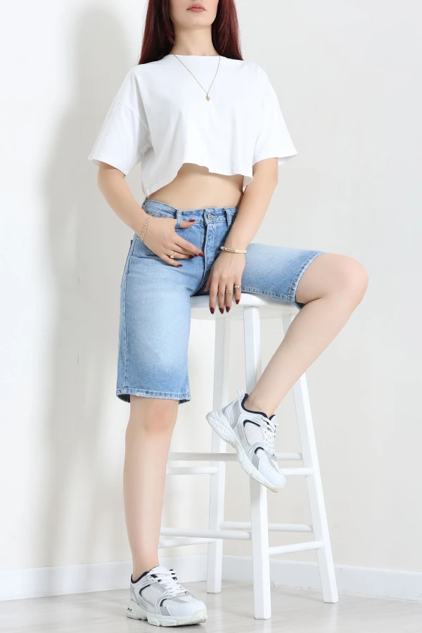 Denim Şort Ortamavi 6