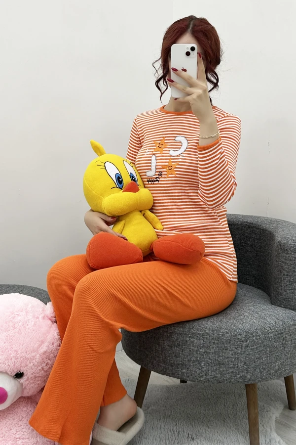 Kaşkorse Pijama Takımı Turuncu 2
